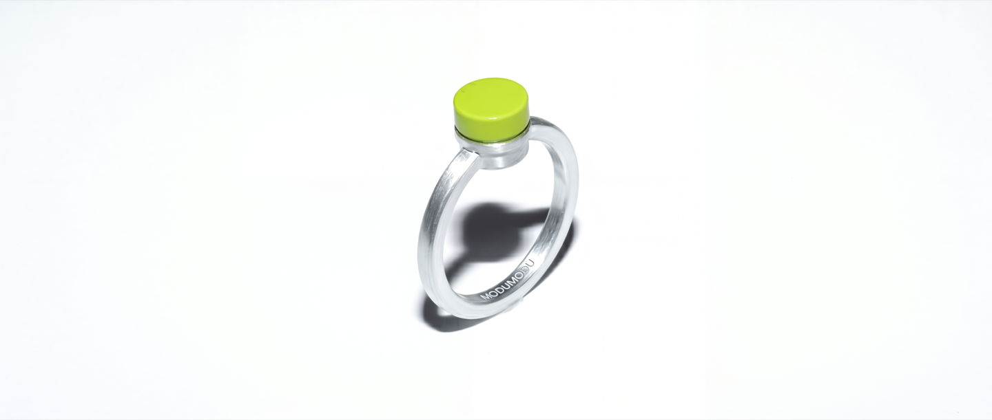 MODU MODU silver ring with acid lime stone face